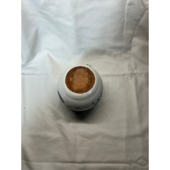 Vintage Berkshire Pottery Hand Painted Pitcher Green Flowers Handle 6" - Picture 5 of 6